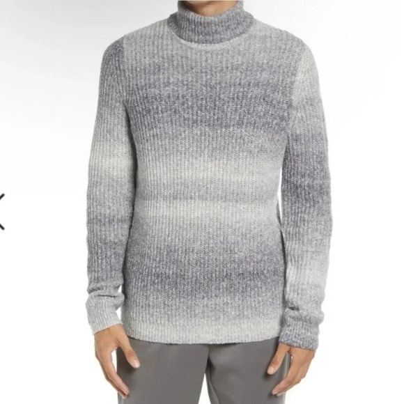 Open Edit Sweater Mens Size XXL Turtleneck Ombre Grey Spacedye Knit Pullover - Picture 1 of 13